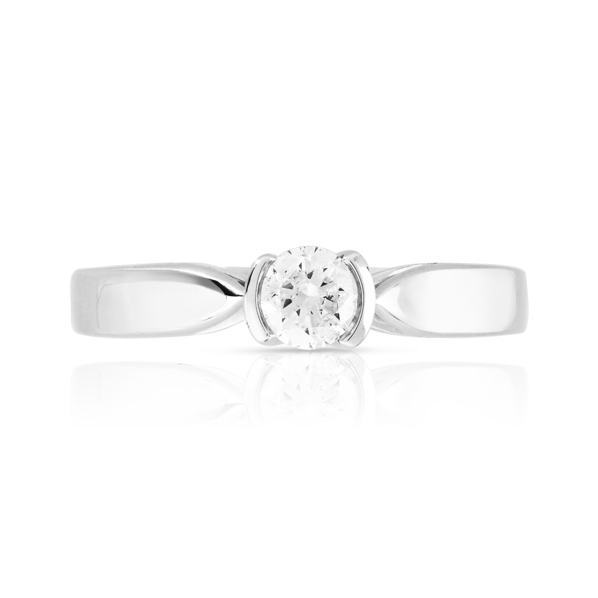 Bague solitaire or blanc 750 diamant synthétique 0.25 carat