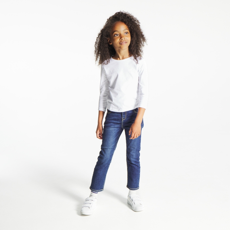 Jean slim ceinturé bleu fille