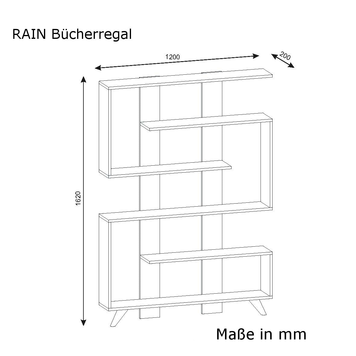Bücherregal- weiß - 5 Regalfächer - 120 cm breit