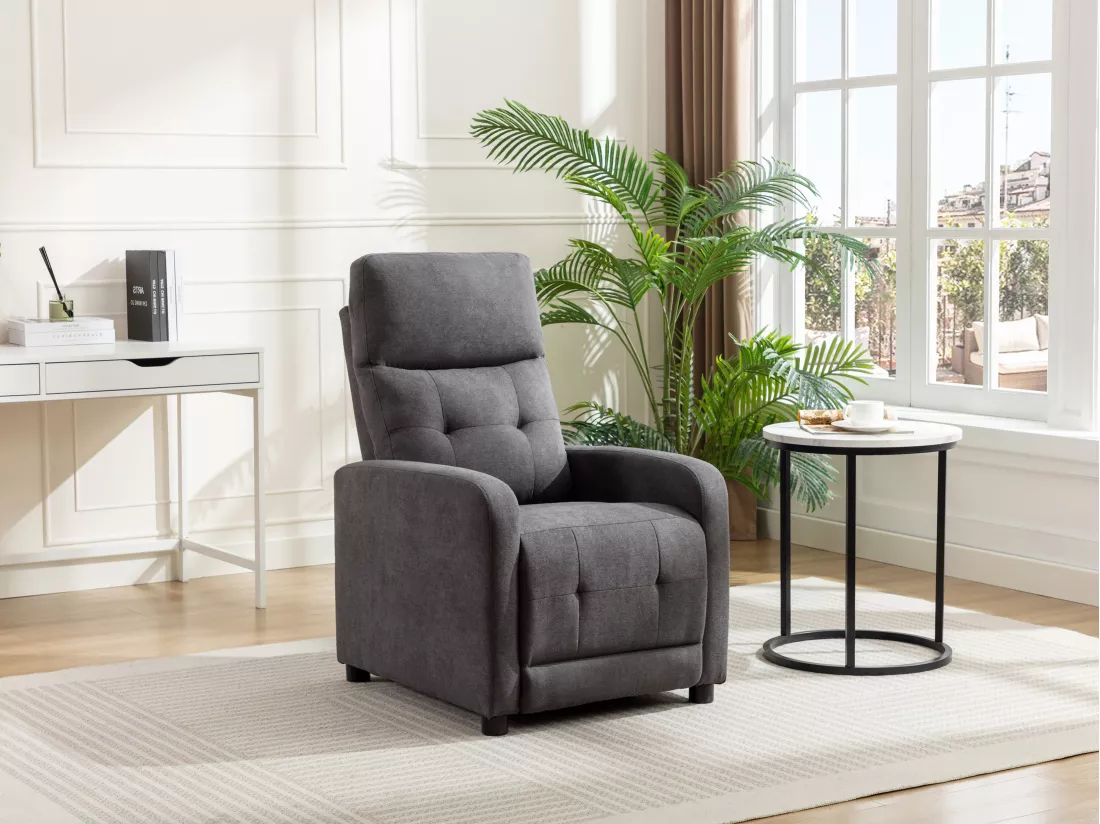 Fauteuil relax en tissu anthracite JARAMILO