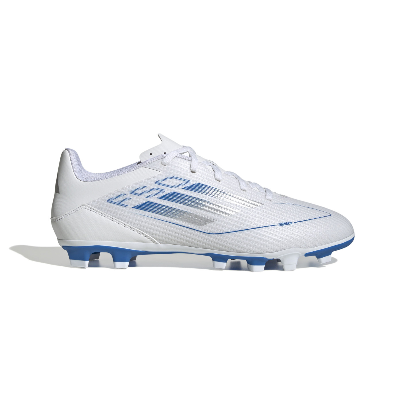 Adidas F50 Club Gras / Kunstgras Voetbalschoenen (MG) Wit Blauw Zilver
