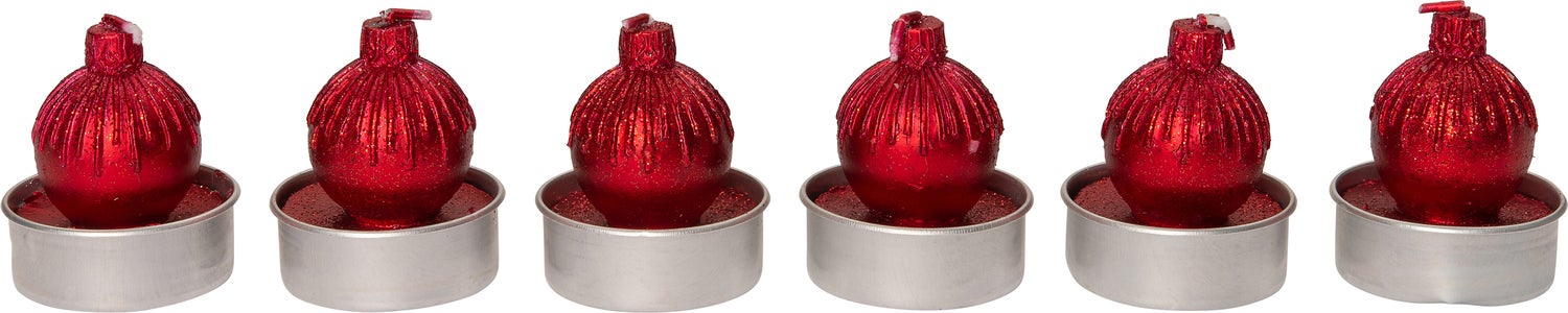 Intratuin kaars Kerstbal rood D 3,5 H 5 cm 6 stuks