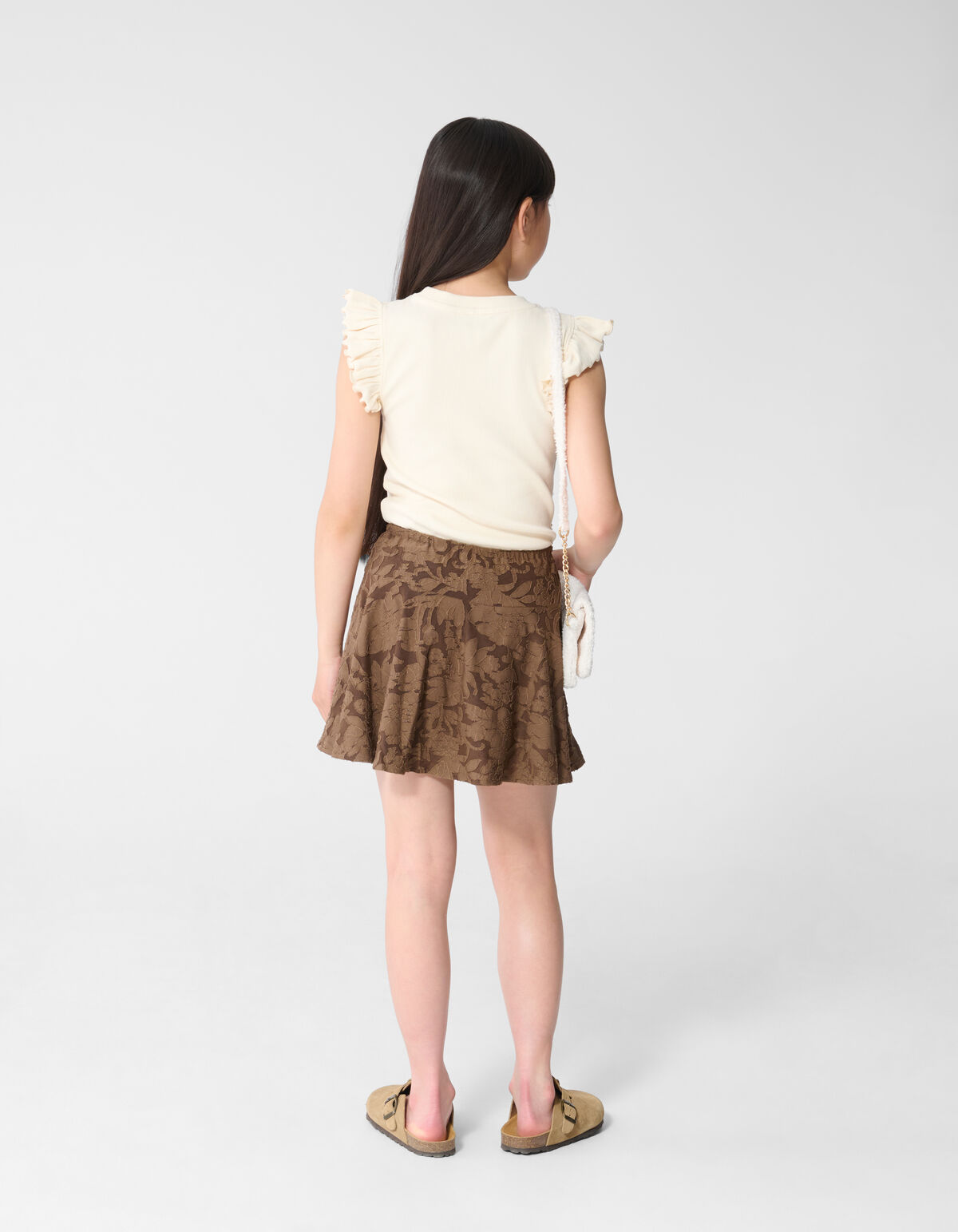 Brooklyn Ruffle Rib Top Gebroken Wit