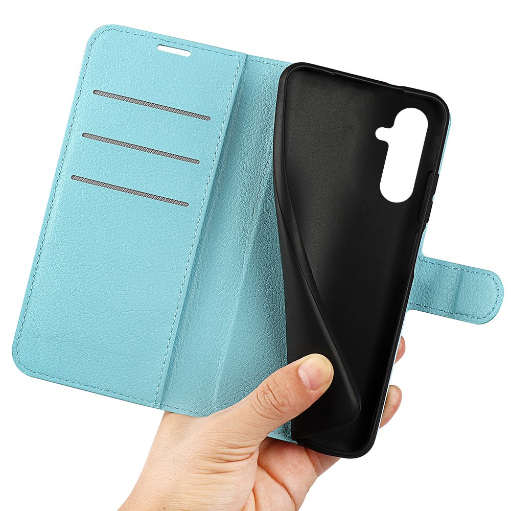 Samsung Galaxy A54 5G Leder Tasche Flip Cover Litchi Look - Hellblau