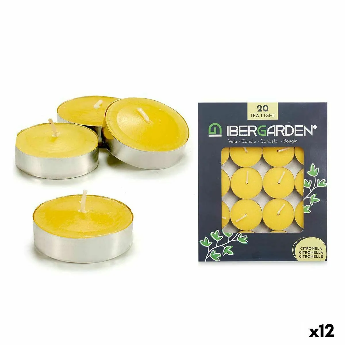Ibergarden Bougies Citronnelle Jaune - 12 Unités