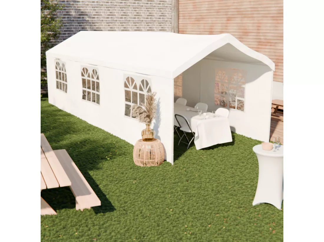 Tente de réception - Burdigala 3x9m - Blanc. connecteurs métal. tente de jardin idéale pour réception à utiliser comme pavillon. chapiteau ou tonnelle