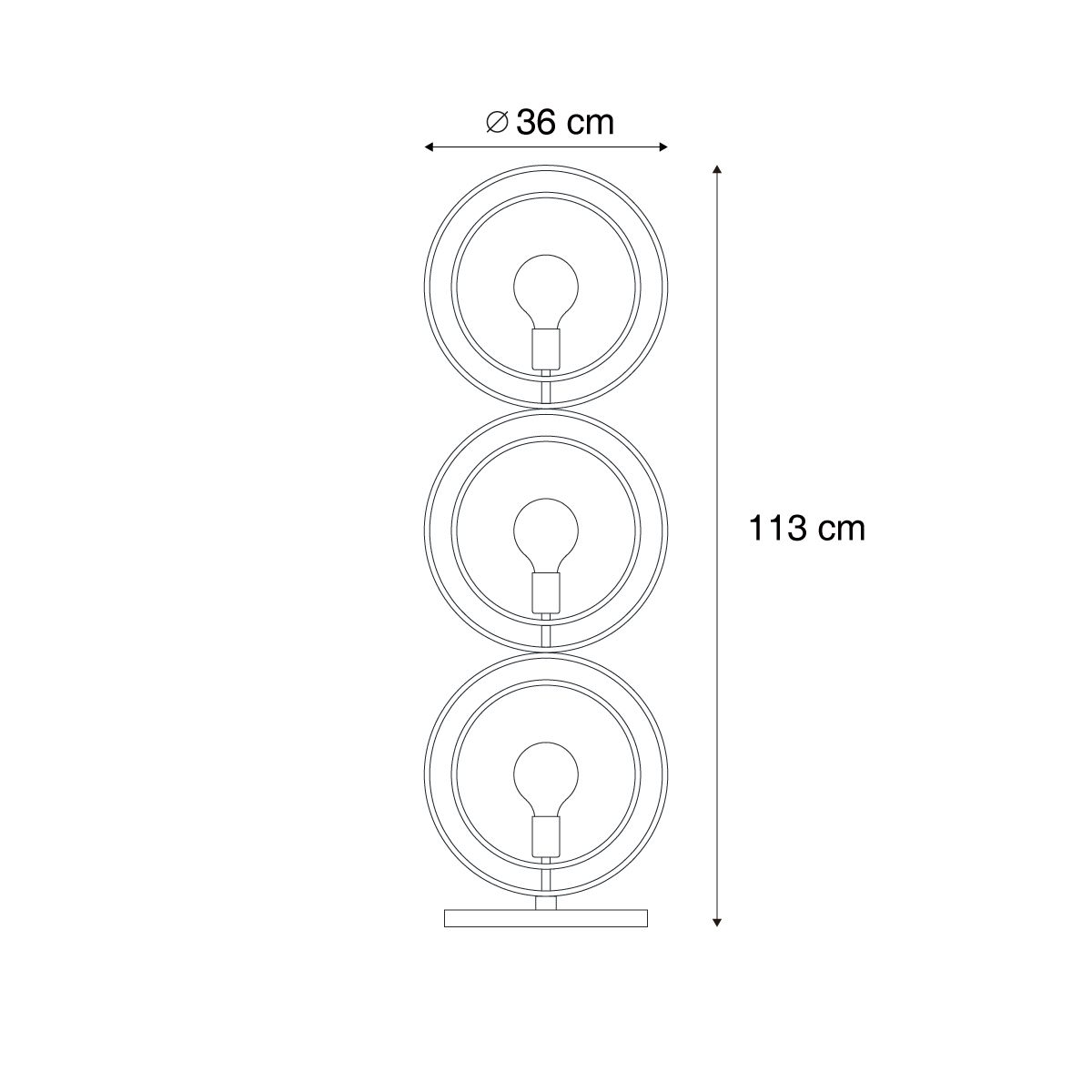 Moderne vloerlamp zwart 3-lichts - Indu