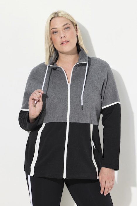 Sweatjacke, Colorblocking, Stehkragen, Zipptaschen