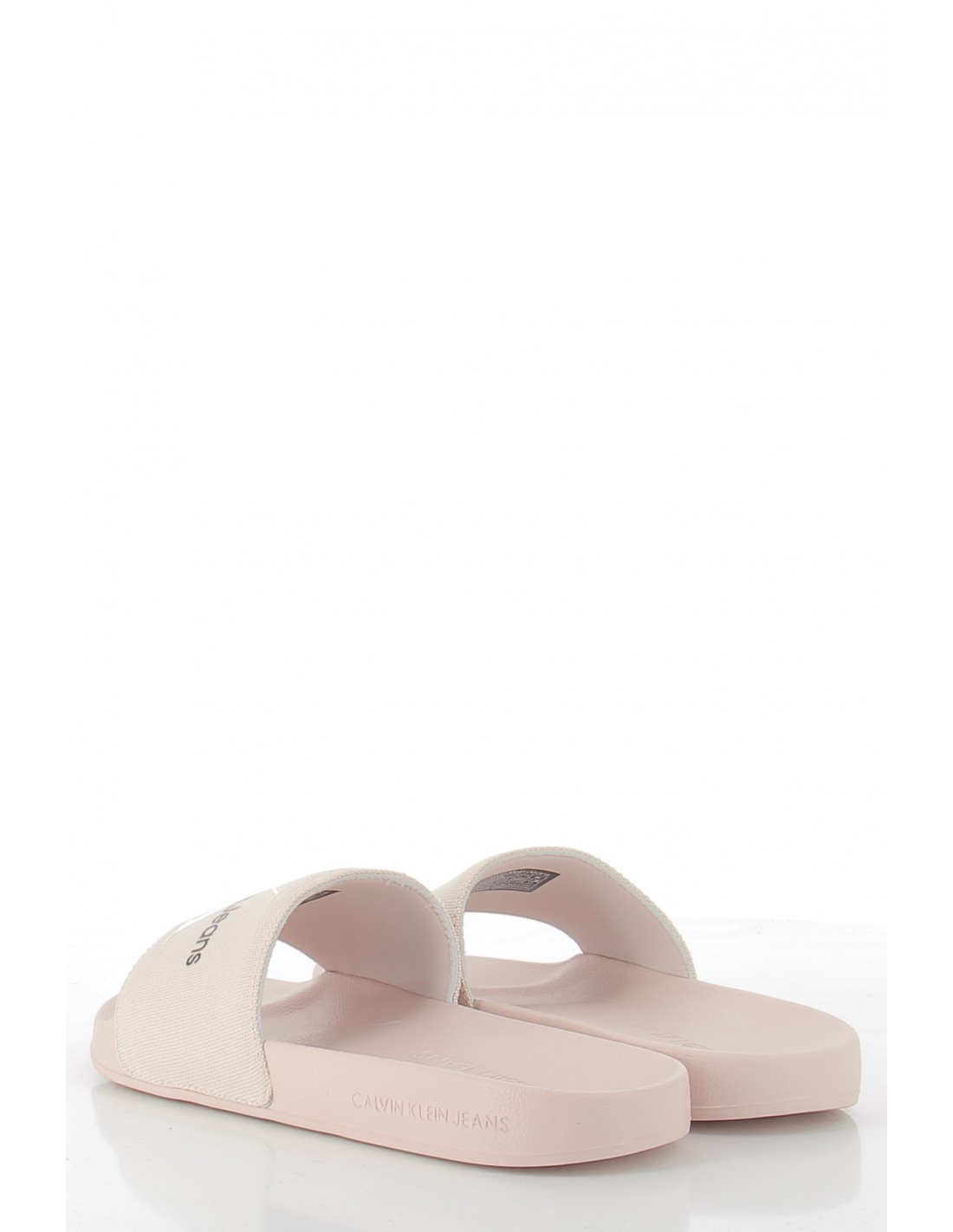 calvin klein claquettes femme slide monogram co rose