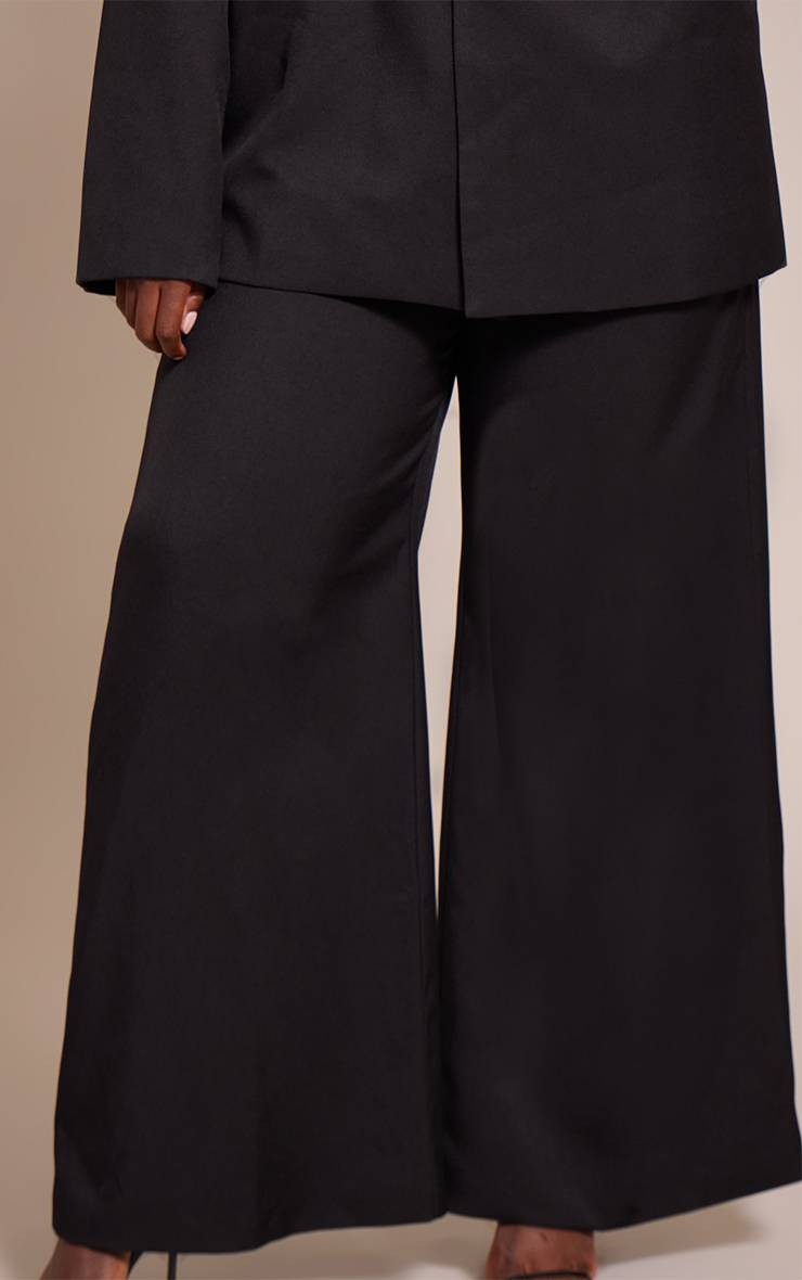 Noir Pantalon Large Taille Haute À Pinces Coordonné Grande Taille