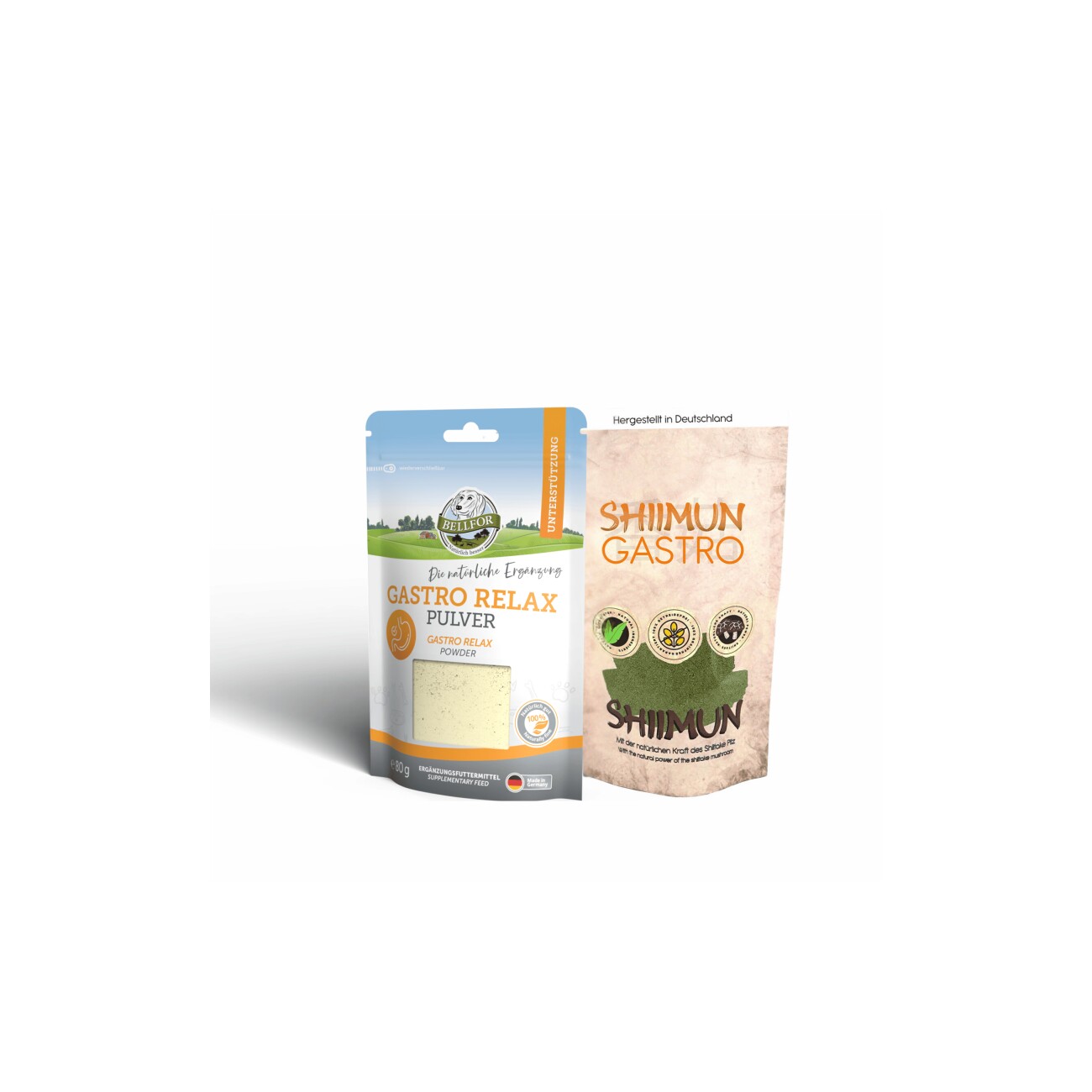 Bellfor Sparset für Hunde mit Verdauungsproblemen - Gastro Relax Pulver 80g + Shiimun Gastro Pulver 50g