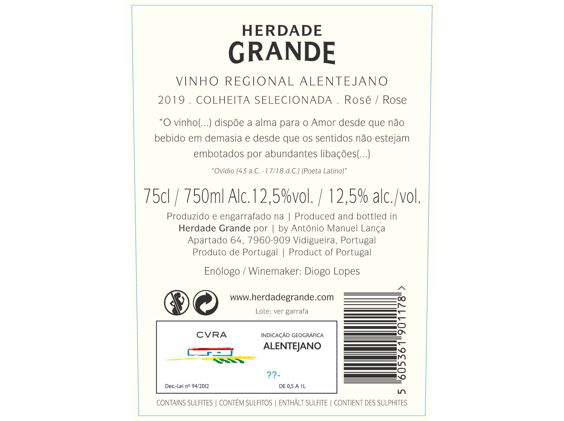 VINHO ROSÉ HERDADE GRANDE ALENTEJO 0.75L