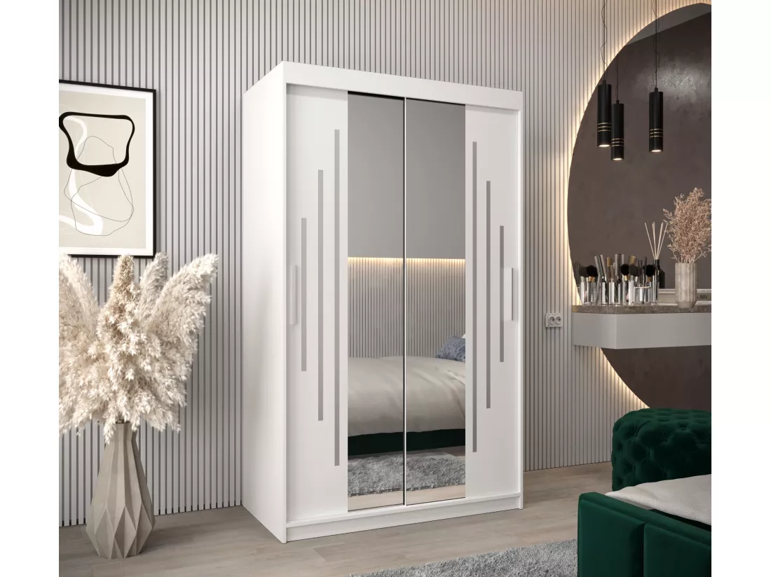 ARMOIRE YORK 1 À PORTES COULISSANTES 200/120/62 2 Portes (Blanc/Blanc)
