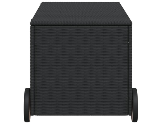 VIDAXL - Coffre Boîte de rangement de jardin et roues noir 190l résine tress...