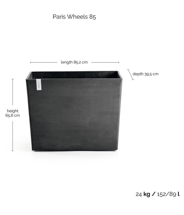 Ecopots Kunststoff-Kasten Paris mit Rollen,
