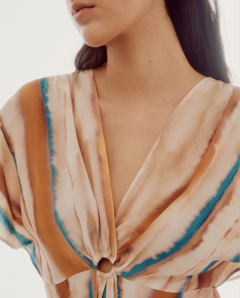 Vestido com estampa tie-dye - Estampa branca