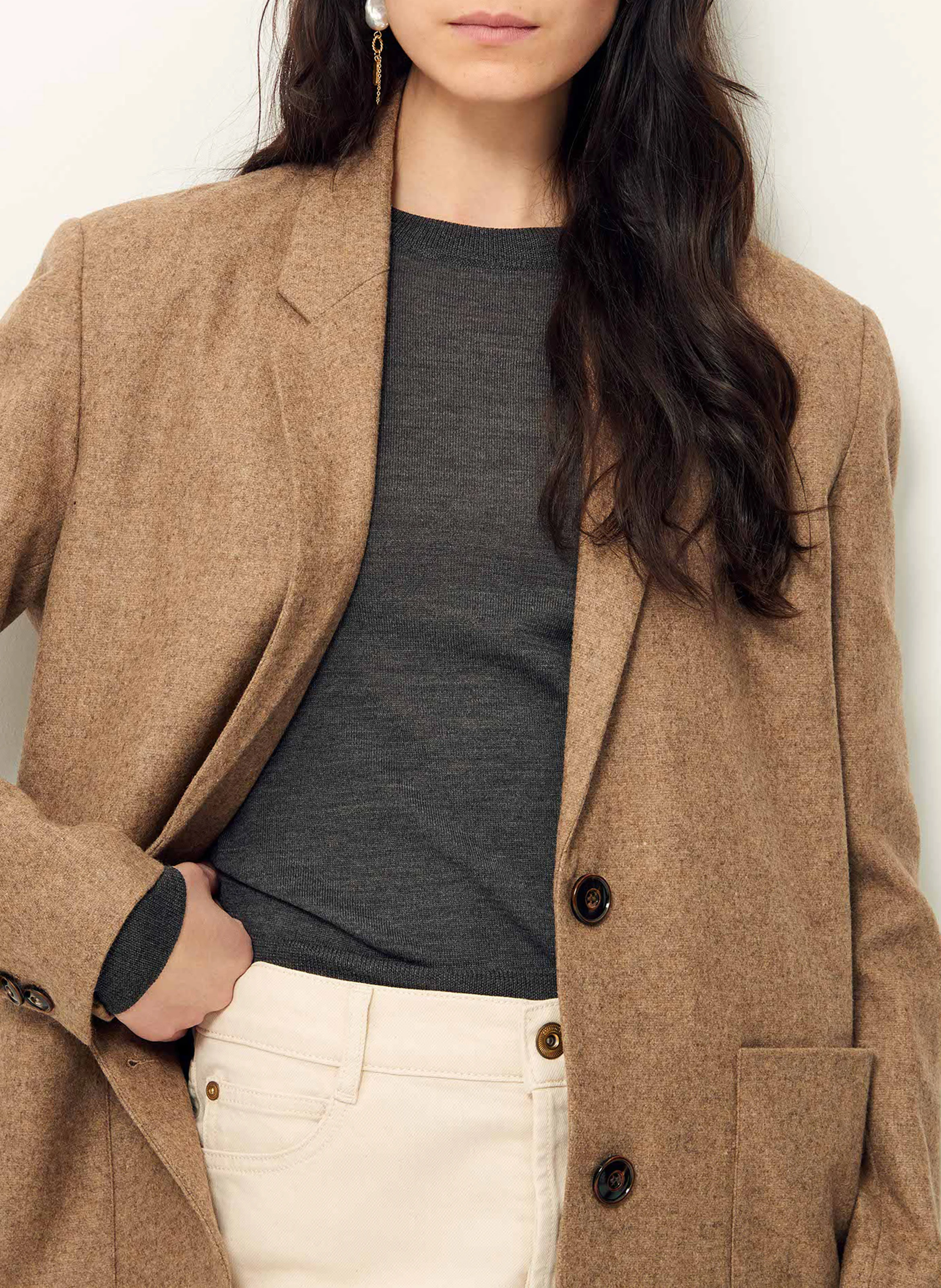 MADAME - Veste tailleur en laine mélangée | Marron