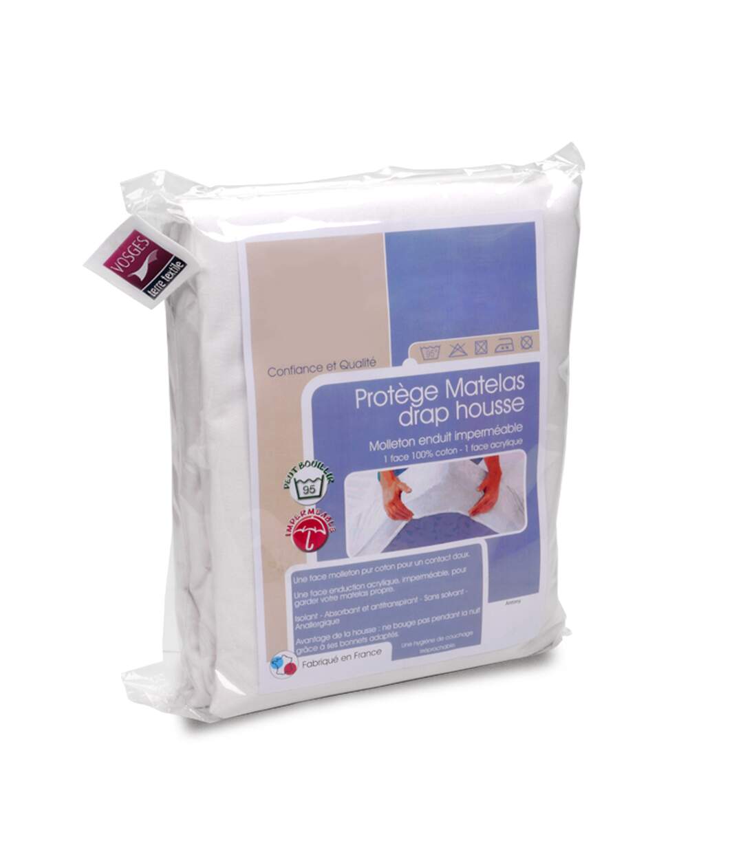 Protège matelas imperméable Antony blanc 140x200 Bonnet 30cm