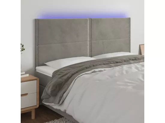 Tête de lit à LED Gris clair 160x5x118/128 cm Velours