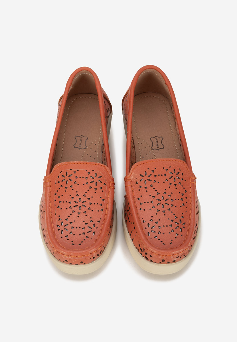 Mocassins femme en cuir orange Ysaia