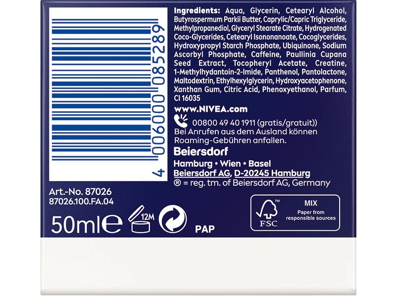 NIVEA Nachtcrème Q10 Energy Anti-Falten 50 ml Regenerierende Nachtpflege für einen strahlenden Teint und weniger Falten