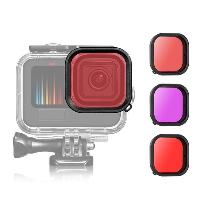 Vandtæt dykkerfilter til GoPro Hero 11/10/9 Rød