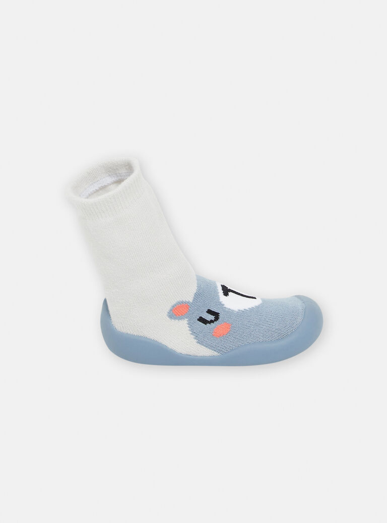 Chaussons chaussettes bleus à motif ours