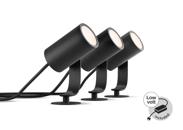 Philips Hue White and Color Ambiance Lily - Spotlys - LED - 8 W - 16 millioner farver - 2200-6500 K - sort, krom-matteret (pakke med 3)