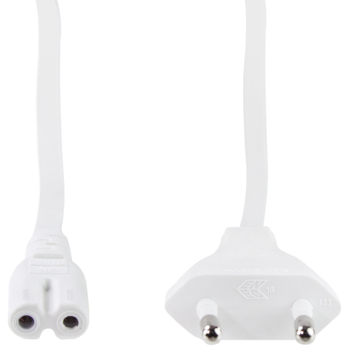 Enhetskabel Euro - C7 Hvit 1,8m