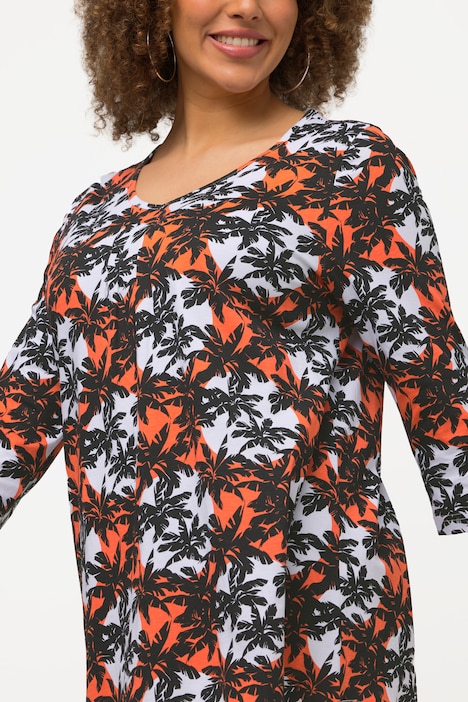T-Shirt, Palmen, A-Linie, V-Ausschnitt, Halbarm
