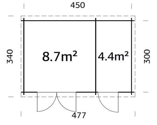 Palmako Ella tuinhuis, 13,1 m², 477 x 350 cm, naturel