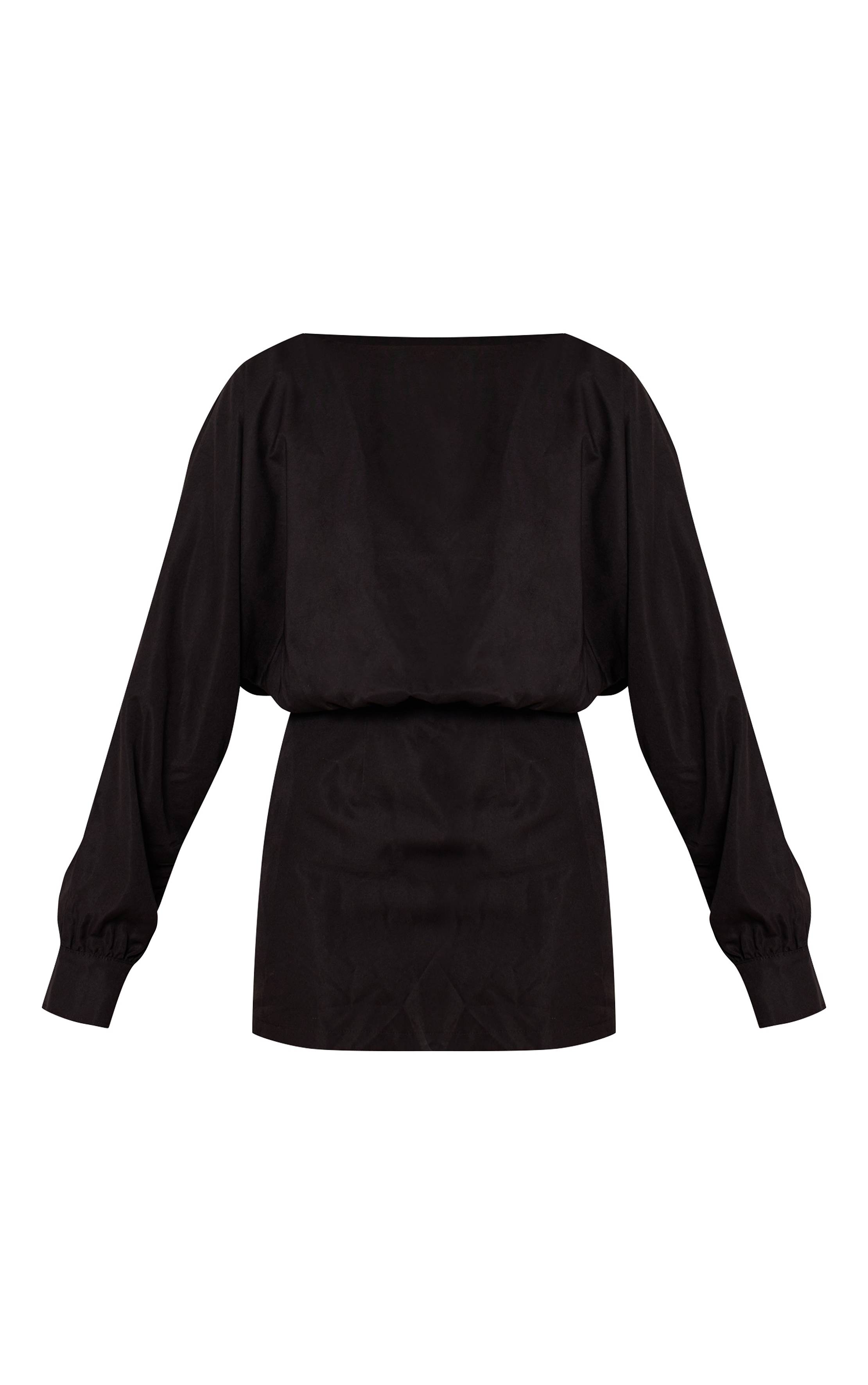 Noir Robe Moulante En Popeline De Coton Chocolat