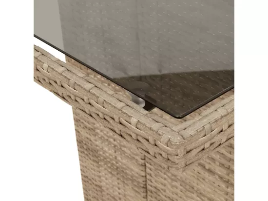 Ensemble à manger de jardin et coussins 7 pièces beige poly rotin