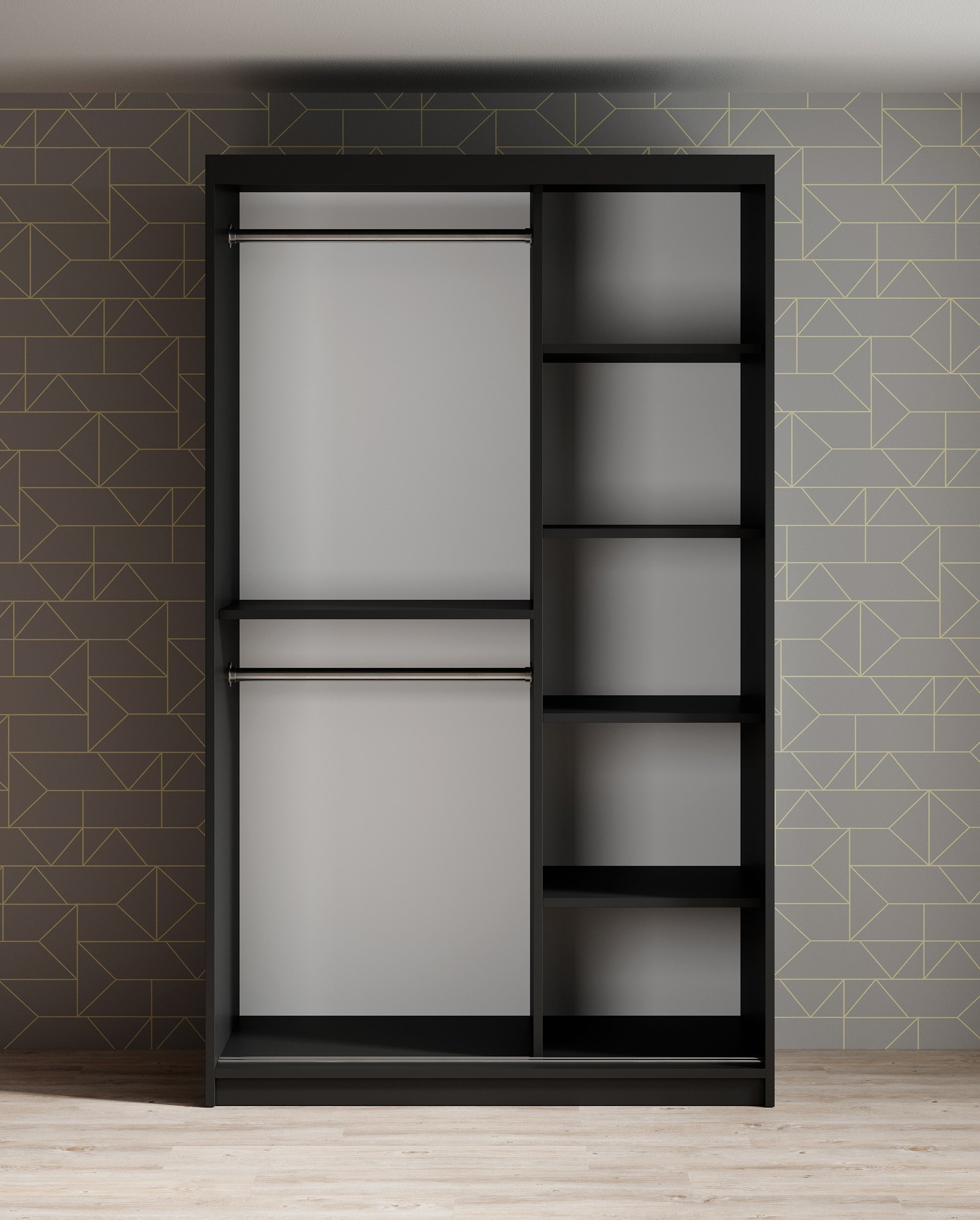 Meubella - Kledingkast Mandalin - Zwart - 120 cm