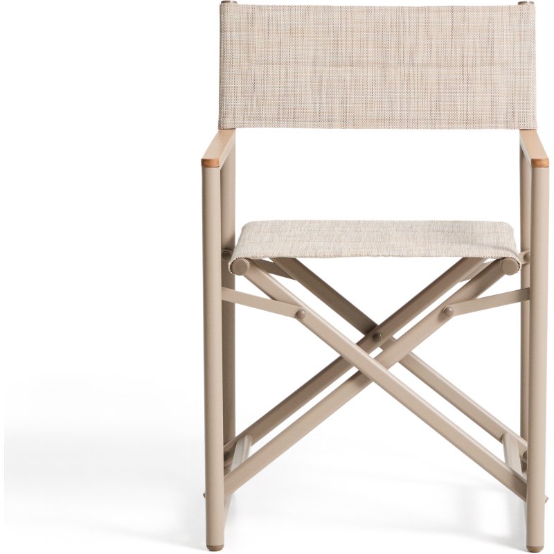Chaise pliable d’extérieur Tisno en aluminium écru et textilène écru
