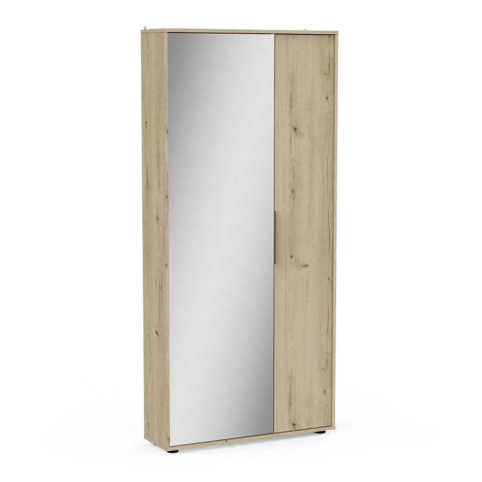 CALICOSY - Schoenenkast en 1 spiegel EBONY - 23,9x82,9x178,4 cm