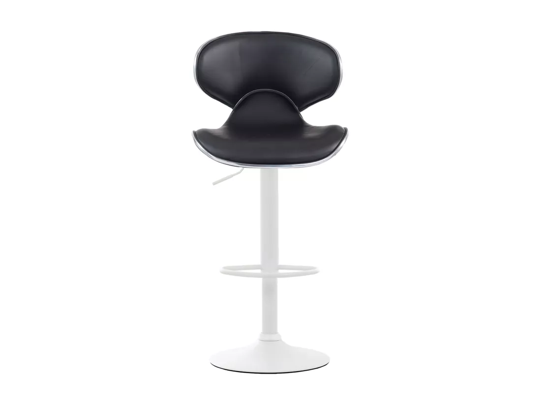 Lot de 2 Tabouret de bar - Similicuir & Blanc - Noir - Las Vegas v2