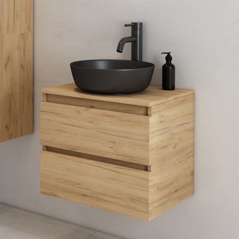 Fontana - Proma - Badkamermeubel - Warm Eiken - 60 cm - 2 Lades