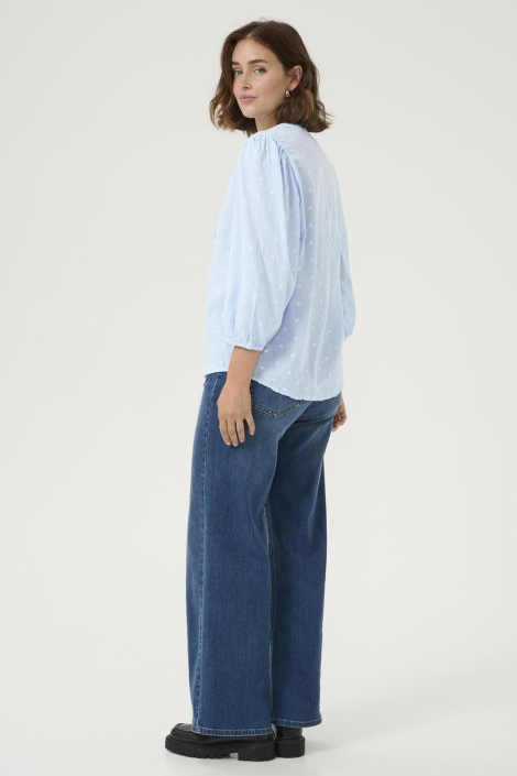 Kaffe blauwe dames blouse