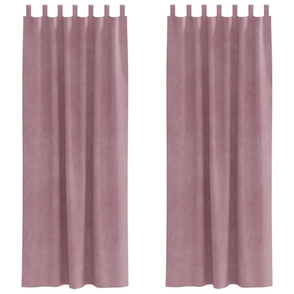 vidaXL Gordijnen met lussen - Donkerroze - 140x260 cm - Fluweel - 2 Stuks