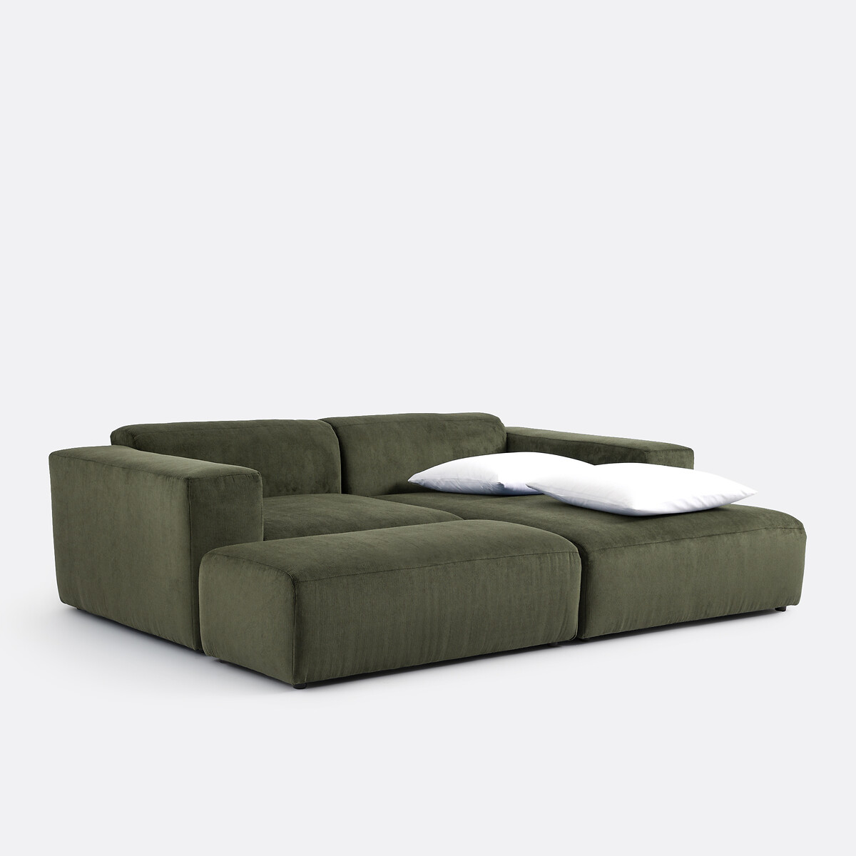 LA REDOUTE INTERIEURS<br>Sofá de canto direito, veludo cotelê, Liora