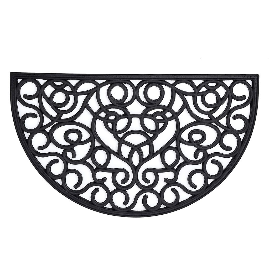 Paillasson demi lune caoutchouc noir 45x75cm