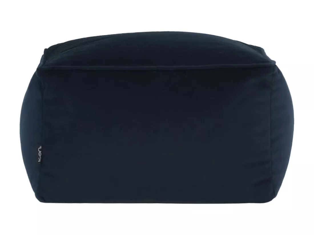 Pouf repose-pieds carré velours bleu minuit - AMARA