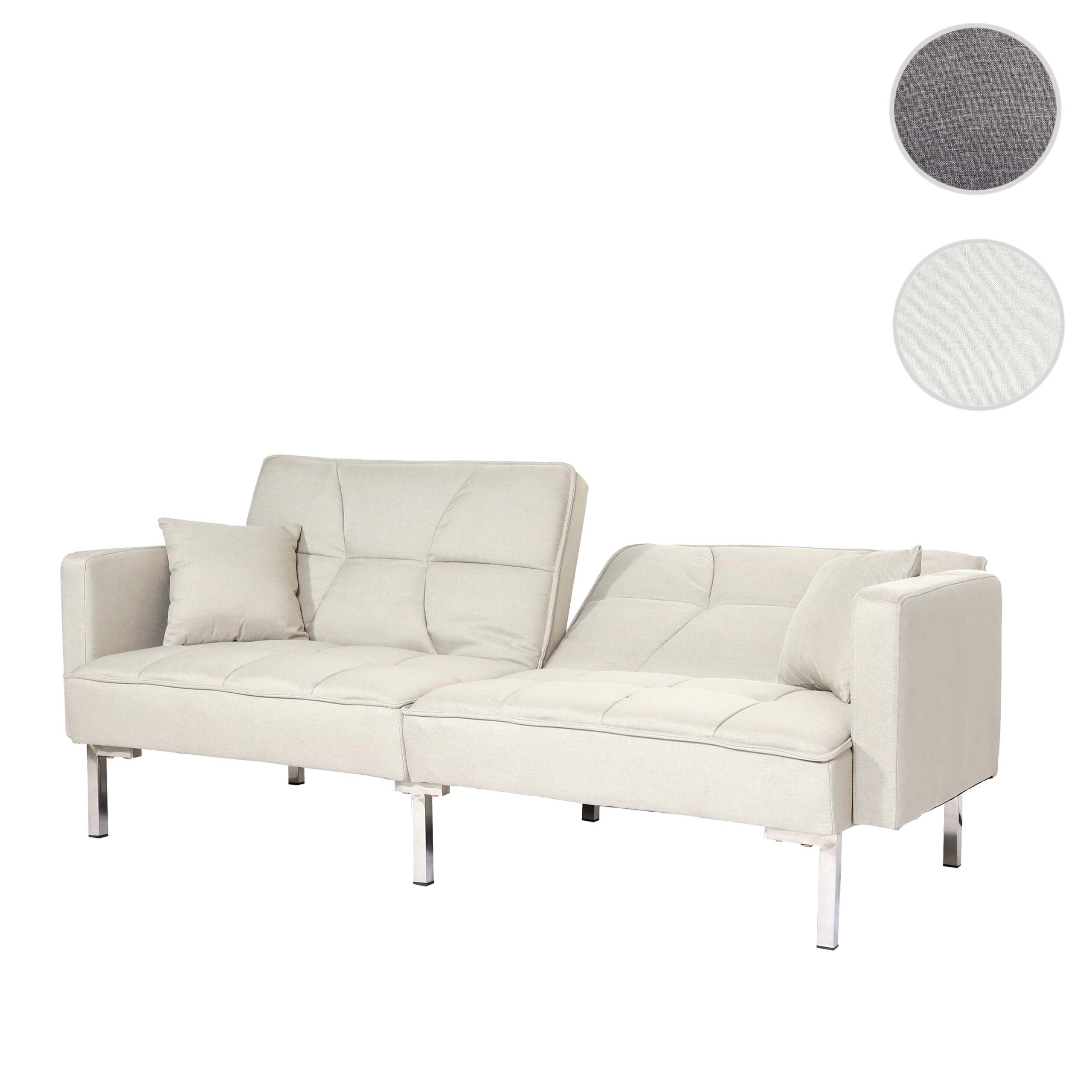 Schlafsofa MCW-K65, Schlafcouch Bettsofa Gästebett, Schlaffunktion Liegefläche 170x104 cm ~ Stoff/Textil creme-beige