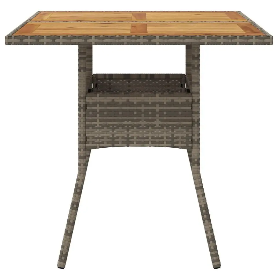 vidaXL - Tuintafel met acaciahouten blad - Grijs - Poly rattan - 80 x 80 x 75 cm