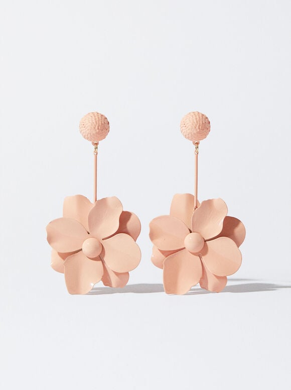 Brincos de flor com resina - Laranja