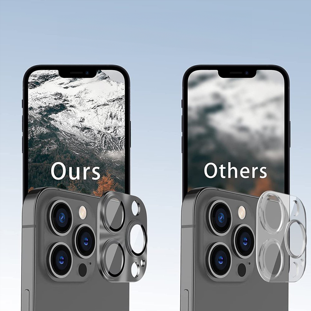 iPhone 16 Pro / iPhone 16 Pro Max Alu Ultra Clear Kamera Objektiv Protector Vollschutz mit Panzer Glas - Grau