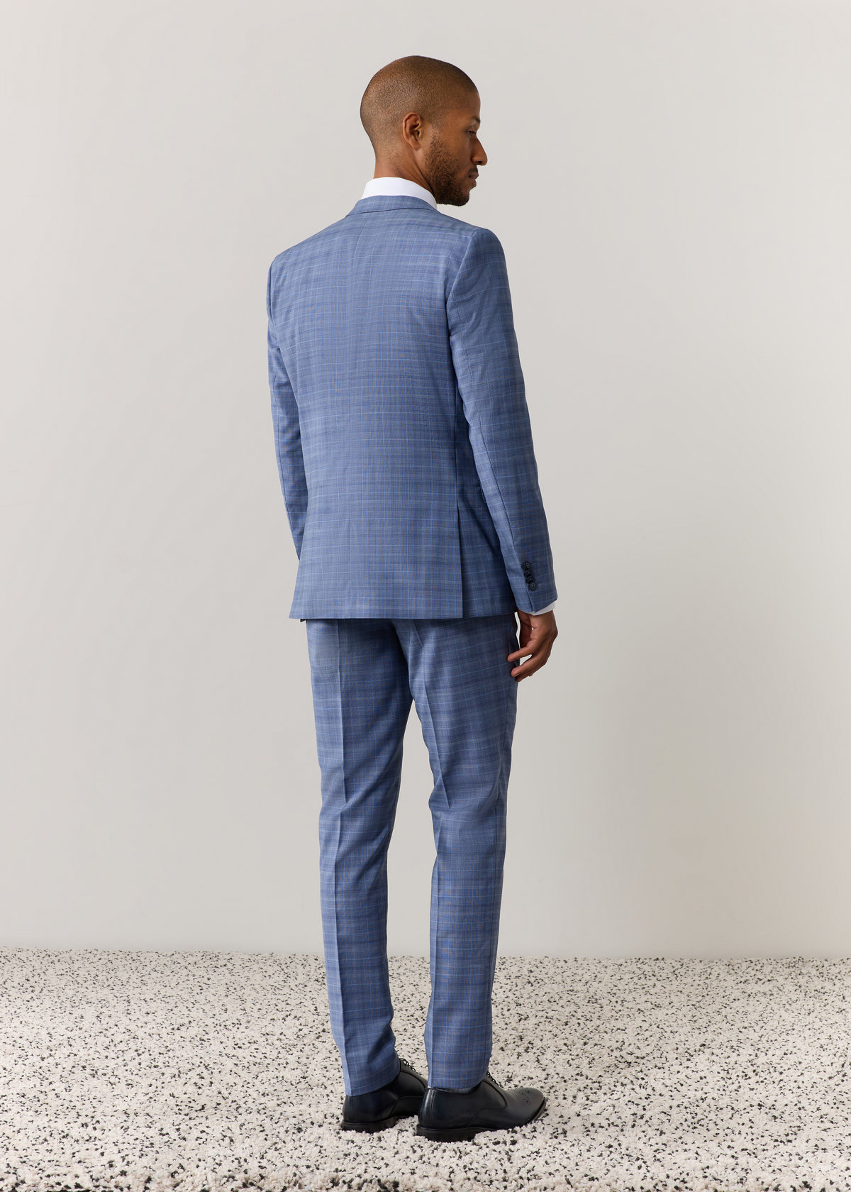 Costume 2 pièces Slim en laine bleu azur Prince de Galles