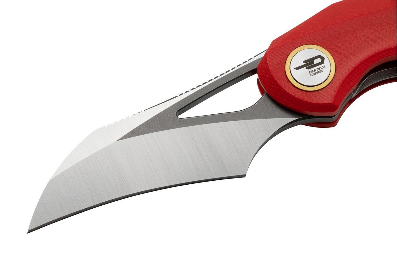 Bestech Bihai Grey DLC Stonewashed Satin, Red G10 BG53C-2 zakmes, Ostap Hel design