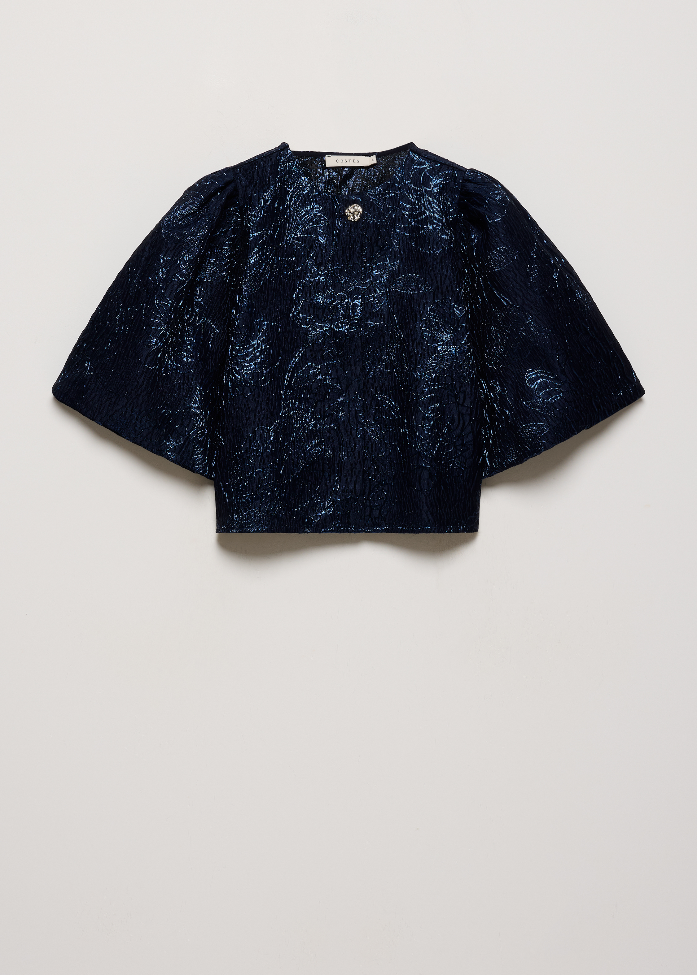 Jacquard blouse met sierknoop